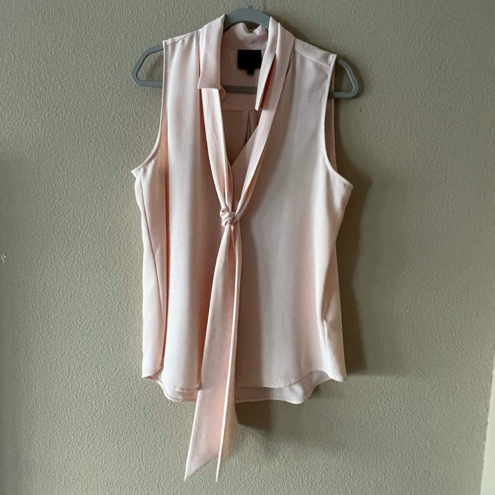 Pink Crepe Blouse _ Tie/Bow _ SZ L _ Alex Marie